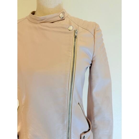 DAKOTA COLLECTIVE Jacket 100% Leather Soft Pink Moto Zip Designer | SMALL - Picture 5 of 8